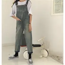 Женский джинсовый комбинезон Дамский свободный джинсовый комбинезон женский Повседневный потертый джинсовый комбинезон бойфренд комбинезон легкий костюм