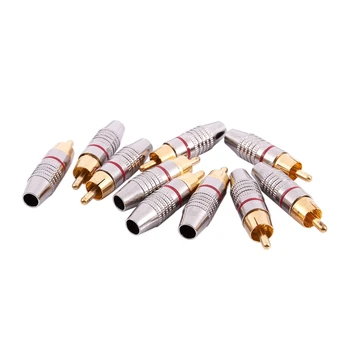

10Pcs RCA Male Plug Adapter Audio Video Phono Gold Plated Connector
