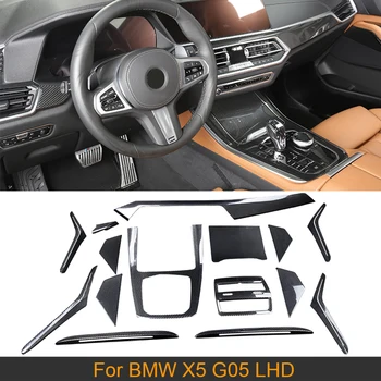 شراءألياف الكربون لديكورات السيارة الداخلية ملصقات زينة لسيارة BMW X5 G05 2019 2020 لوحة القيادة باب فتحة التهوية مقعد الديكورات LHD 15 قطعة/المجموعة