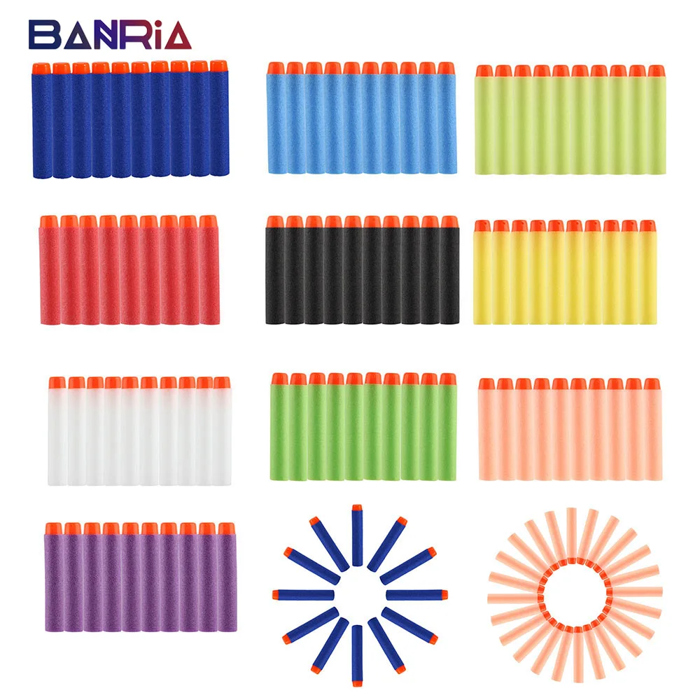 

200pcs Multicolor Head Foam Soft Bullets Toy Gun Darts for Nerf Refill Darts 7.2cm Blasters for N-strike Elite Series Toys