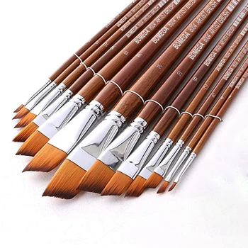 

13pcs Angular Paint Brushes Long Handle Nylon Hair Angled Watercolor Paint Brush Set For School Children Drawing Tool Suppliers