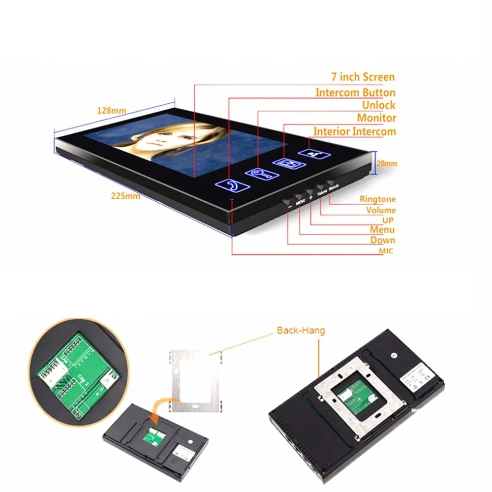 7 дюймов Цвет HD Сенсорный экран проводной RFID пароль видео-телефон двери дверной звонок с ИК Камера 200 метрового дистанционного Управление Системы домофон