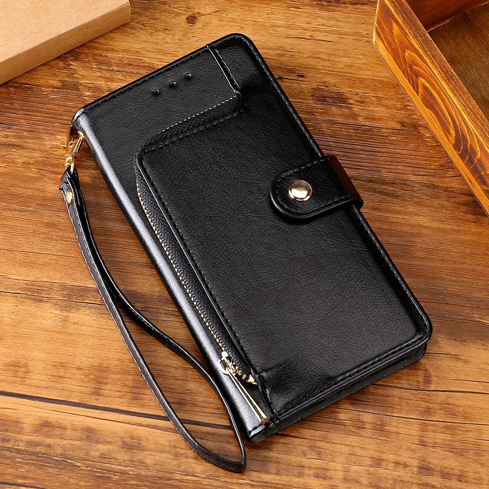  Zipper Cover Leather Wallet Case For Oneplus 3 5 5T 6 6T 7 pro 7T Pro Silicon Flip Cover Stand Capa