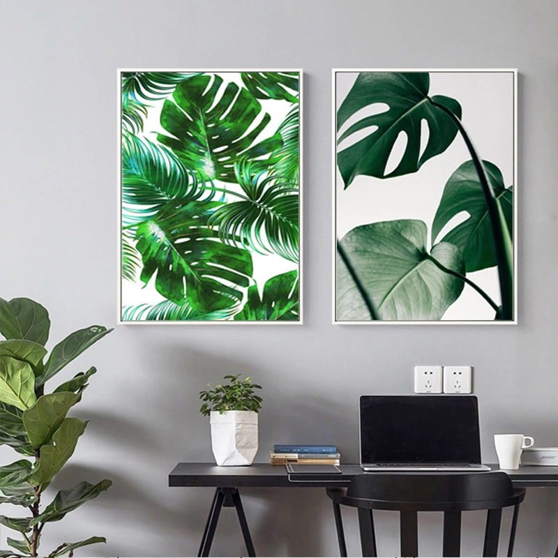 Скандинавия тропический зеленый лист природы картины холст картины печать интерьер плакаты стены искусства для гостиной домашний декор