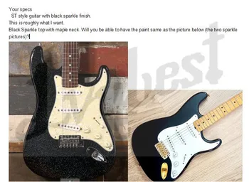 

lvybest electric guitar customized color in sparkle black,dragon maple fingerboard inlay,korea parts bridge,tuner and pickups！
