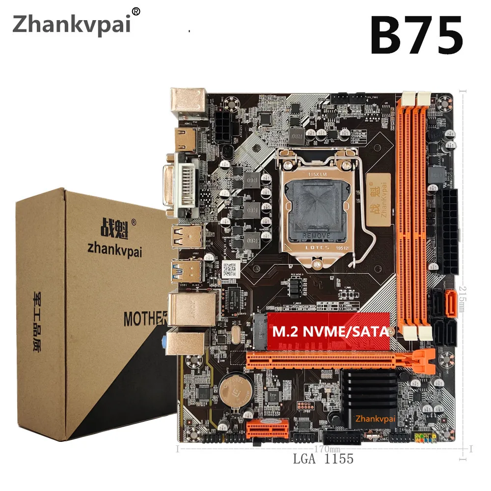 Zhankvpai B75 материнская плата для настольного компьютера Поддержка LGA1155 i3 i5 i7