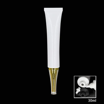 

100pcs White Eye Cream Cosmetic Tube With Horn Acrylic Lid