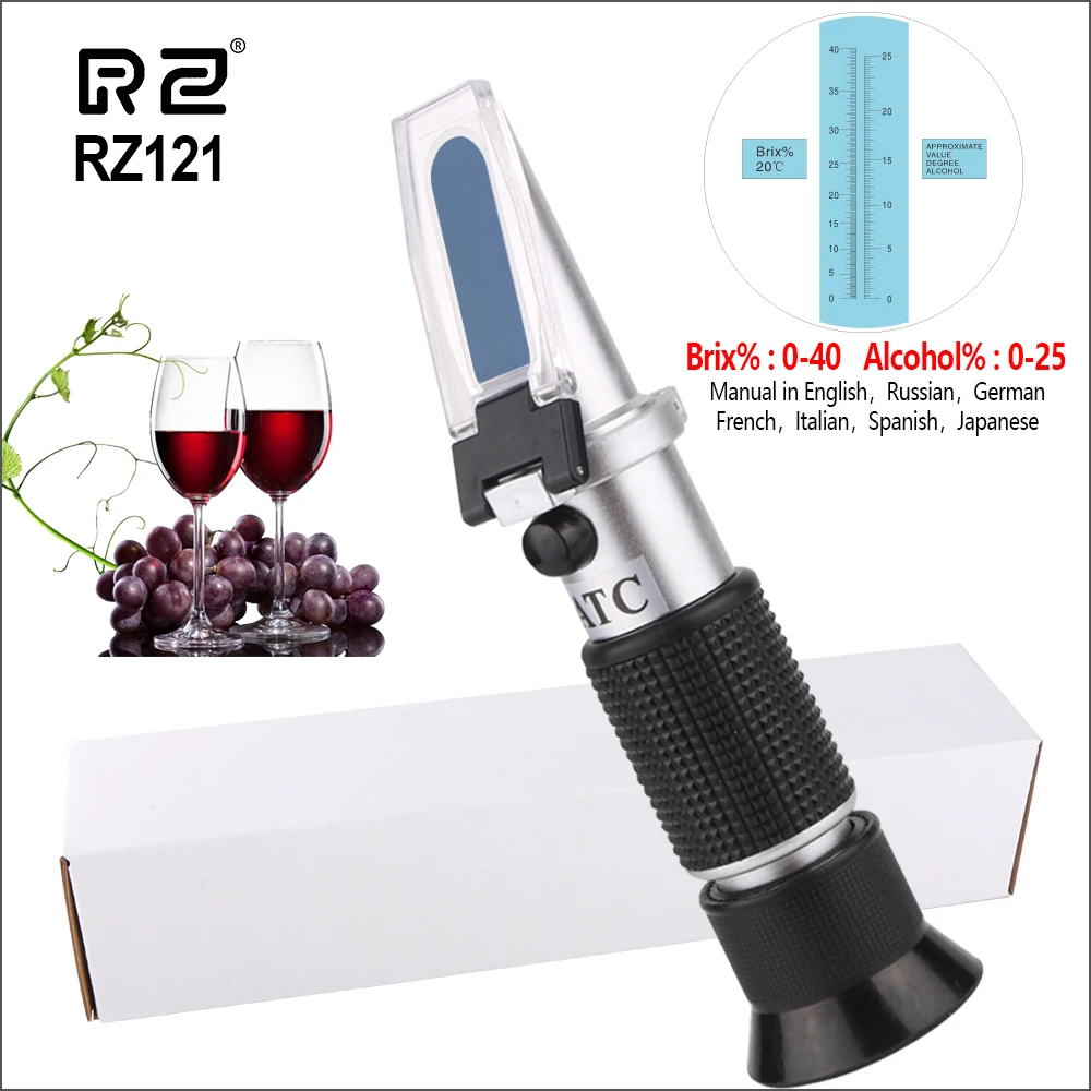 Рефрактометр RZ для красного вина ручной автоматический Ареометр 0 ~ 40% алкоголя 25%