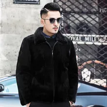 Мужская Шуба с шапкой, черная, настоящая, натуральная норковая шуба, высококачественная, на молнии, гладкая, мужская, настоящая норковая шуба, роскошная