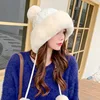 Sparsil Woman Autumn Winter Mink Knit Bomber Hat Thick Female Fluffy Pompom Outdoor Warm Windproof Earflap Trapper Snow Ski Caps ► Photo 3/6