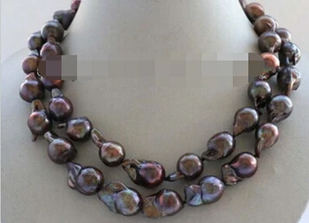 

Double Genuine Natural coffee Baroque Reborn Keshi Pearl Necklace