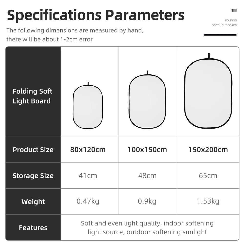 AMBITFUL Portable Oval Multi-Disc Transparent White Reflector Collapsible Studio Diffuser