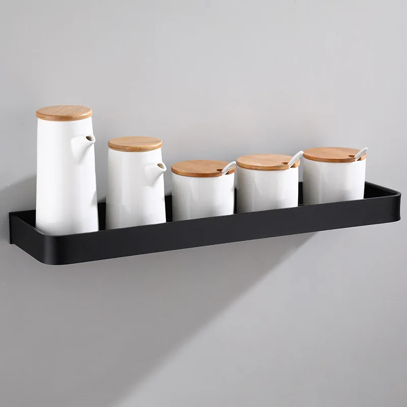 Black Bathroom Shelf Bath Shower Shelf Aluminum Bathroom Corner shelf Wall Mounted Black Aluminum Kitchen Storage holder 3