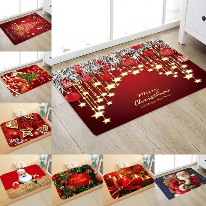 Santa Door Snowman Claus Floor Mat Merry Christmas Indoor Area Non