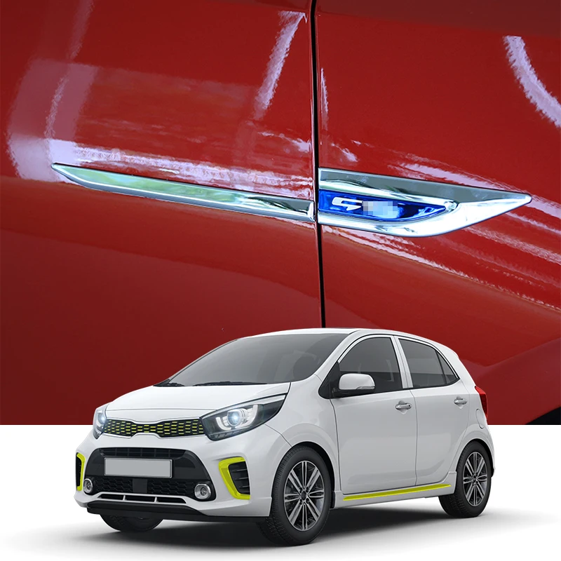 

Car Styling Car Side Leaf Plate Decoration Sequins Leaf Board Side Label Stickers Accessories For Kia Morning Picanto 2004-2019