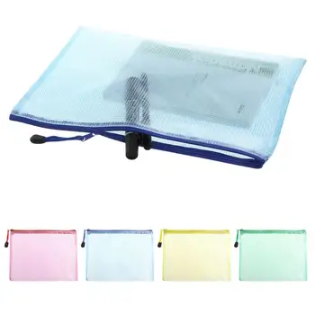 

1 Pcs Zipper File Bags A4 Clear Pocket Folders Mesh Water-resistant Mesh File Zip Lock Bags Folder Wallets