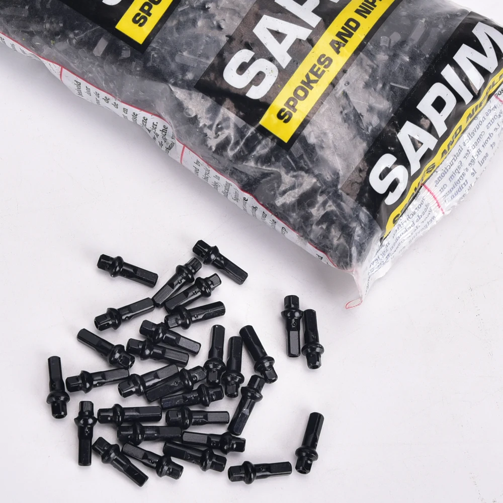 Sapim Double Square Bicycle Spoke Nipple Mtb Road Rim Carbon Alloy 14G 16MM Aluminum Alloy Black