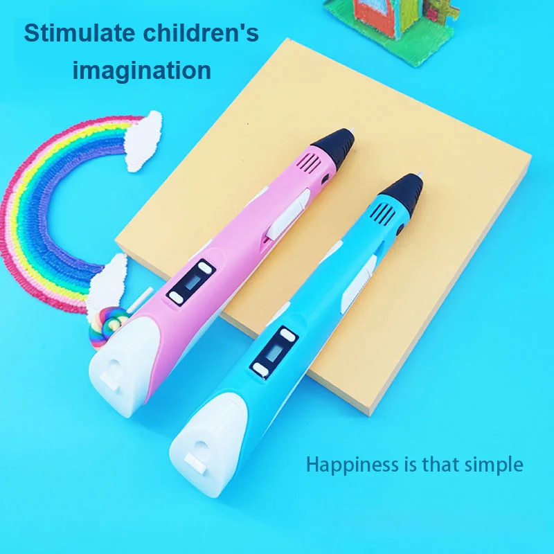CreativeI-Magination 3D 인쇄 펜, 4D 인쇄 PLA 필라멘트 LED 스크린 낙서 3D 펜 생일 선물 어린이 장난감