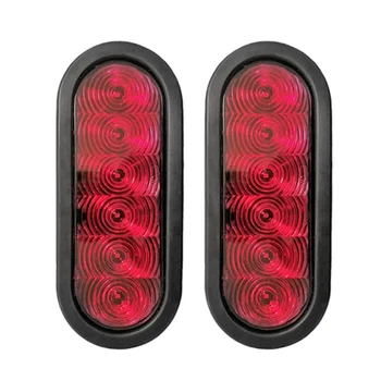 

2PCS Trailer Truck Boat Bus Red LED 6 inch Oval Inch Oval Stop Turn Tail Brake Light Marker Lights Sealed Surface Mount 12V Wate