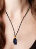 Adjustable Wax Rope Hemp Macrame Necklace Rough Net Bag Pendant DIY Home Decor Energy Stone Crystal Stone Hanging Accessories 5
