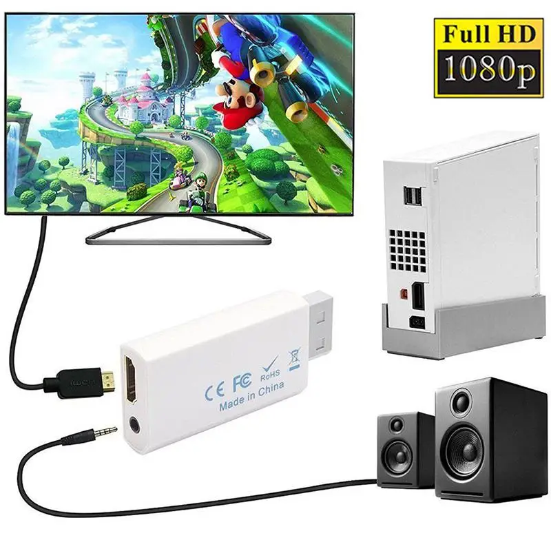  720P 1080P Full Hd Hdtv Wii a Hdmi Adattatore Convertitore di Full Hd 1080P Video Audio da 3.5 Mm u