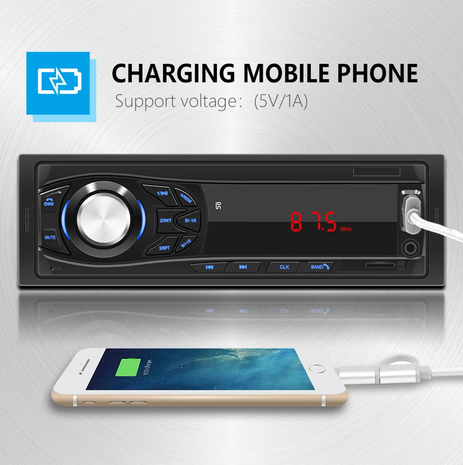 Автомагнитола 1 Din Bluetooth MP3 плеер светодиодный экран AUX USB FM поддержка радио для