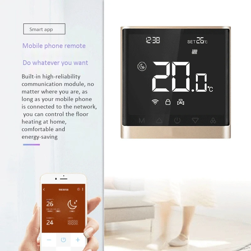 Wifi термостат Smart APP контроль температуры Лер электрический подогрев пола термостат с пресс-экраном