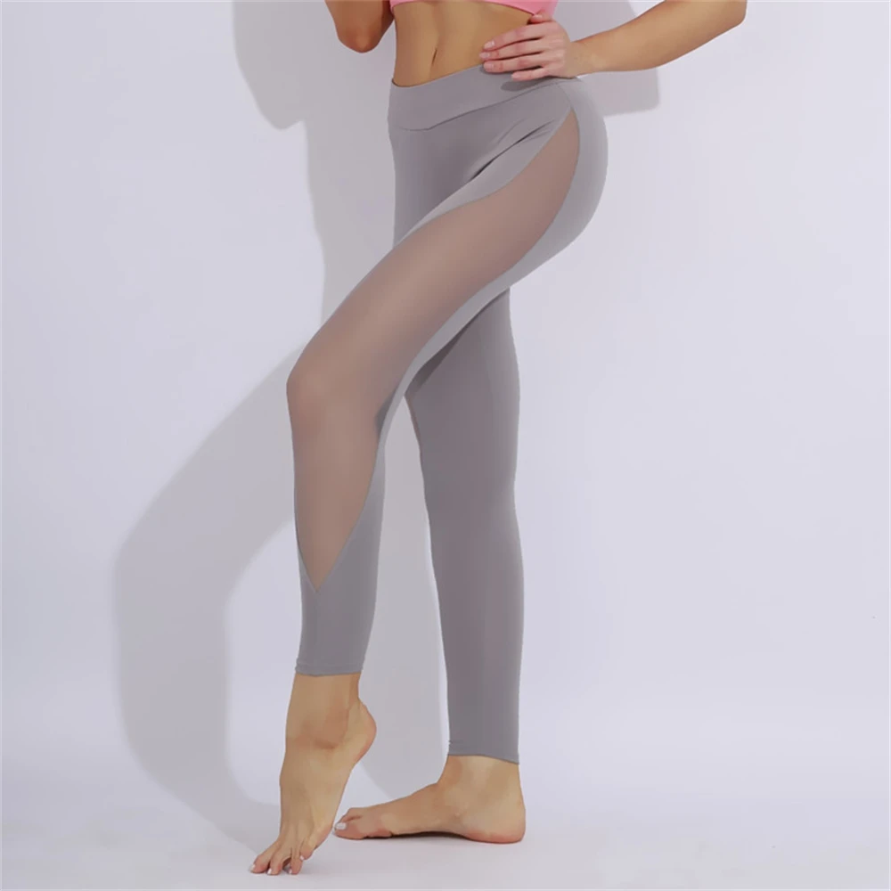 high waisted leggings Women's Yoga Running Training Fitness Sweatpants Ladies Mesh High Waist Stretch Tight and Quick-drying Yoga Sports Leggings seamless leggings