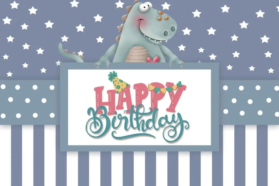 

Laeacco Cartoon Star Dinosaur Newborn Baby Birthday Party Background For Girl Boy Photophone Photography Backdrop Photo Studio