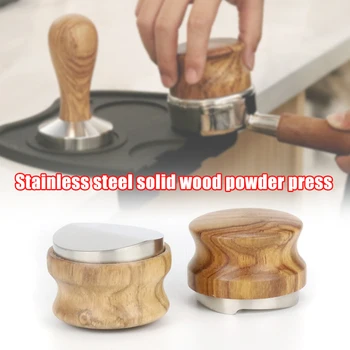 

Coffee Distributor Espresso Tamper 58mm Stainless Steel Coffee Tamper Base with Wooden Handle Coffee Leveler Tool UD88