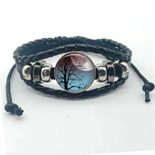  Latest Tree of Life Statement Multilayer Leather Bracelet Art Photo Glass Bevel Charm Bracelet DIY Bracelet Gift Jewelry 