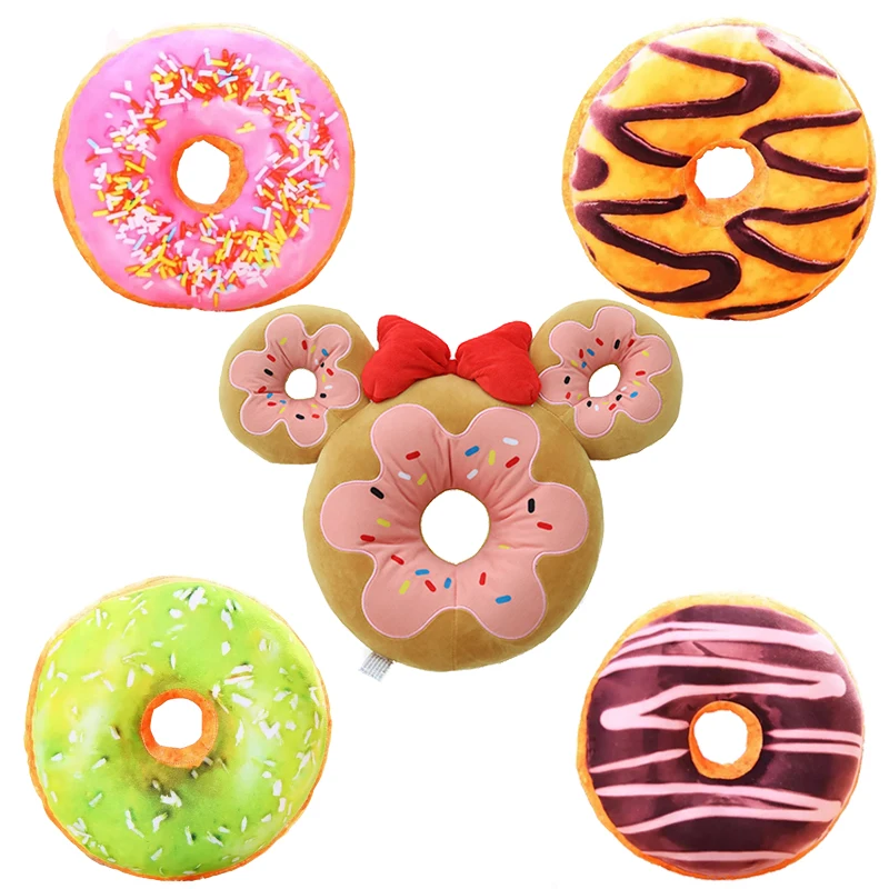 

1PCS 40cm 3D Print Cake Cushion Mickey Round Circle Dounut Pillow Soft Plush Chair Matt Novelty Style Doughnut Kids Gift Toys