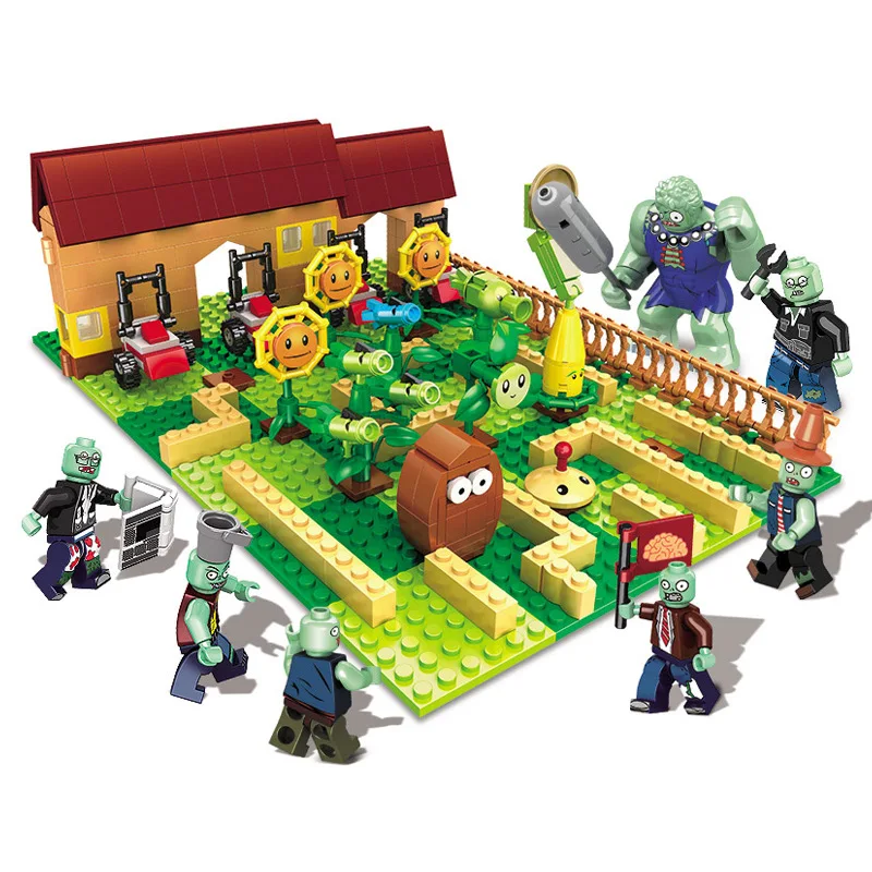 

Plants Vs. Zombies PVZ Buckethead Dancing Conehead Afro Explorer Pharaoh Cowboys Zombie Model Figure Blocks Toys For Children