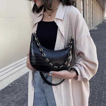 

Bag 2020 new wave Korean version wild messenger bag female simple fashion shoulder bag crocodile pattern personality chain bag
