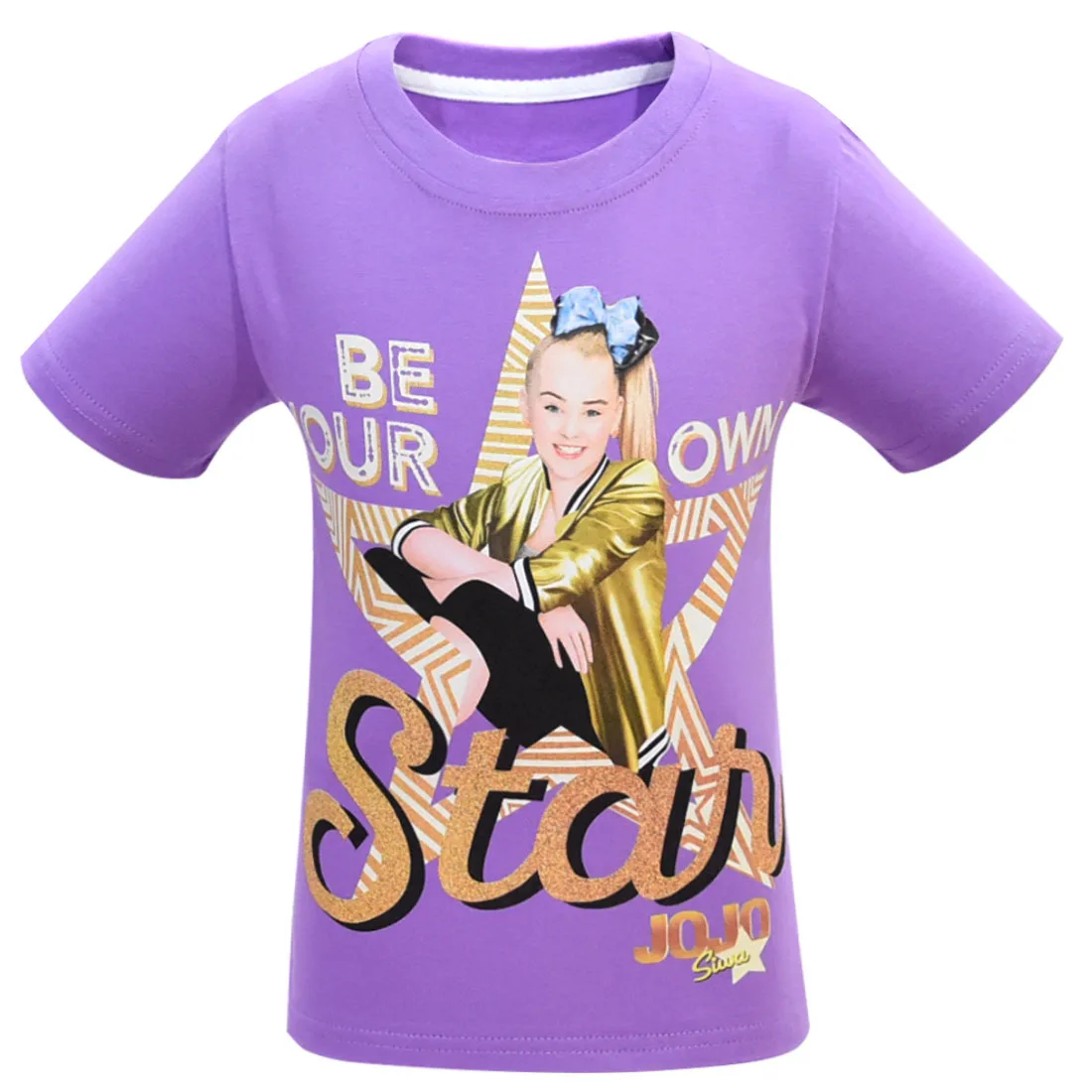 Новая детская летняя футболка одежда для девочек Jojo Siwa/одежда футболка с короткими рукавами детская хлопковая Футболка с героями мультфильмов футболки, топы для девочек - Цвет: 8361-purple