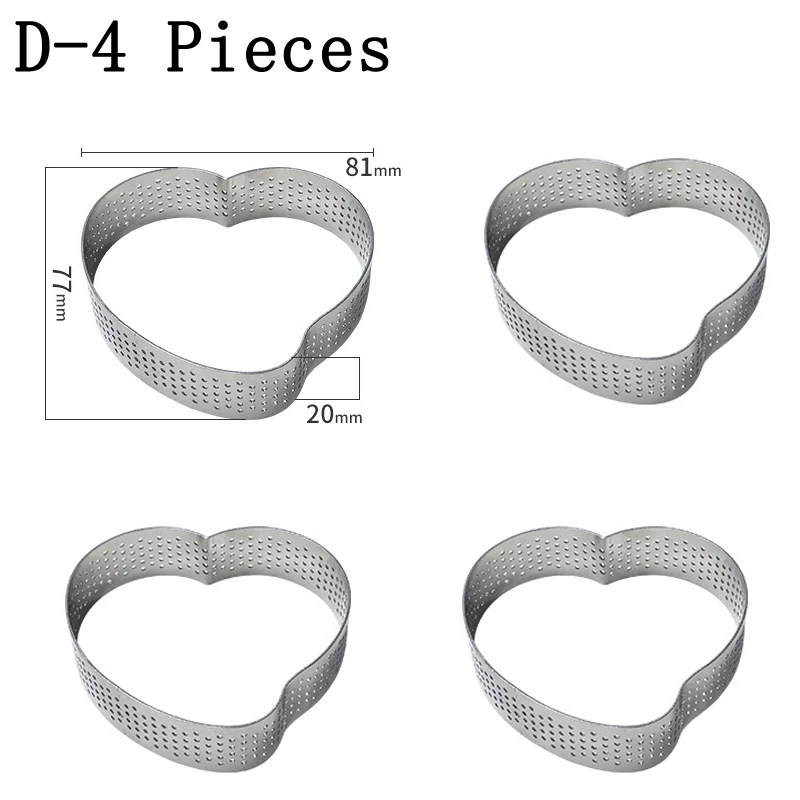 D-4 Pieces SHENHONG сырный мусс торт плесень французский десерт различные нержавеющей стали Tart кольцо форма для пиццы фруктовый крем форма для выпечки формы для выпекания - Цвет: D-4 Pieces