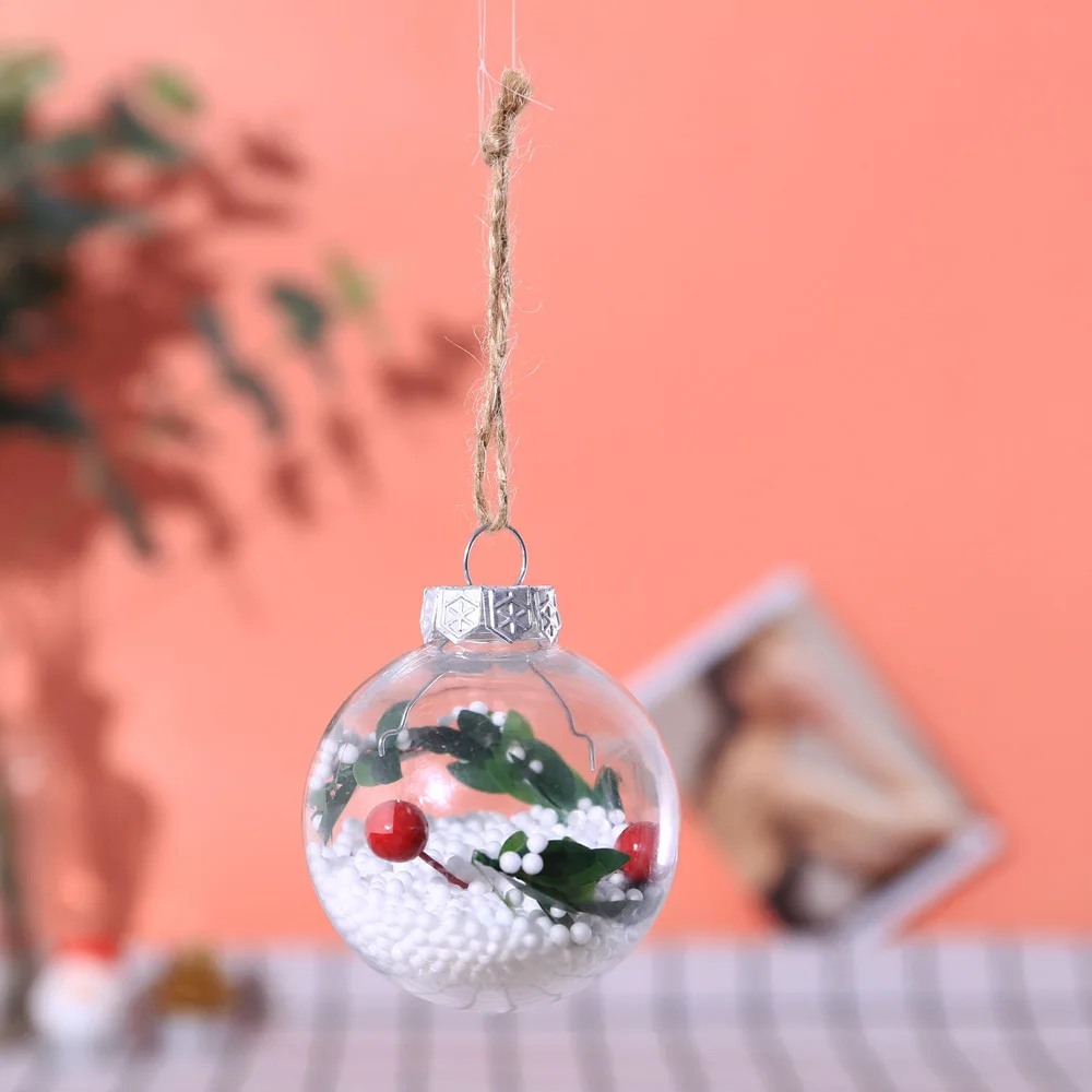 B-Christmas Tree Decorations Ball Transparent Open Plastic Clear Bauble Hanging Ornament Gift Present Box Decoration