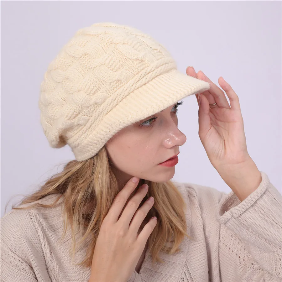Теплая Шапка-бини из кроличьего меха, женские зимние шапки для женщин, одноцветные шапки Skullies, женская шапка Snapback, теплая вязаная шапка
