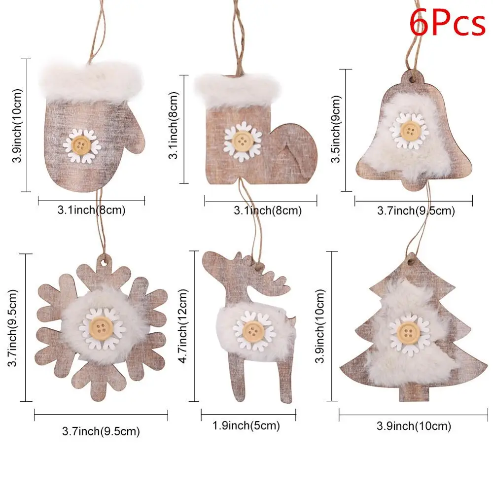 6Pcs Wood Ornament Теплый рождественский дверной баннер, висящий на крыльце, Рождественский баннер из мешковины, рождественские украшения для дома, рождественские украшения - Цвет: 6Pcs Wood Ornament