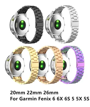 

20mm 22mm 26mm Stainless Steel Wrist Strap for Garmin Fenix 6 6x 6s 5 5X Fenix 3 Forerunner945 Quick install Metal Watch Band