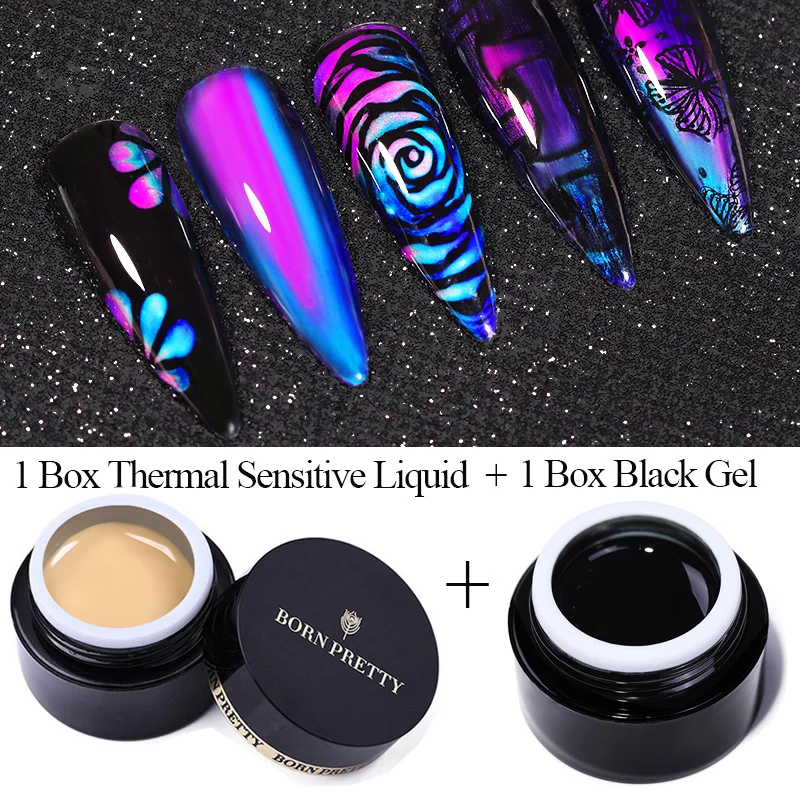 Set 1 BORN PRETTY 1 коробка 2 г термочувствительный жидкий Лак 12 цветов меняющийся цвет меняющий Жидкий блеск маникюр Дизайн ногтей - Цвет: Set 1