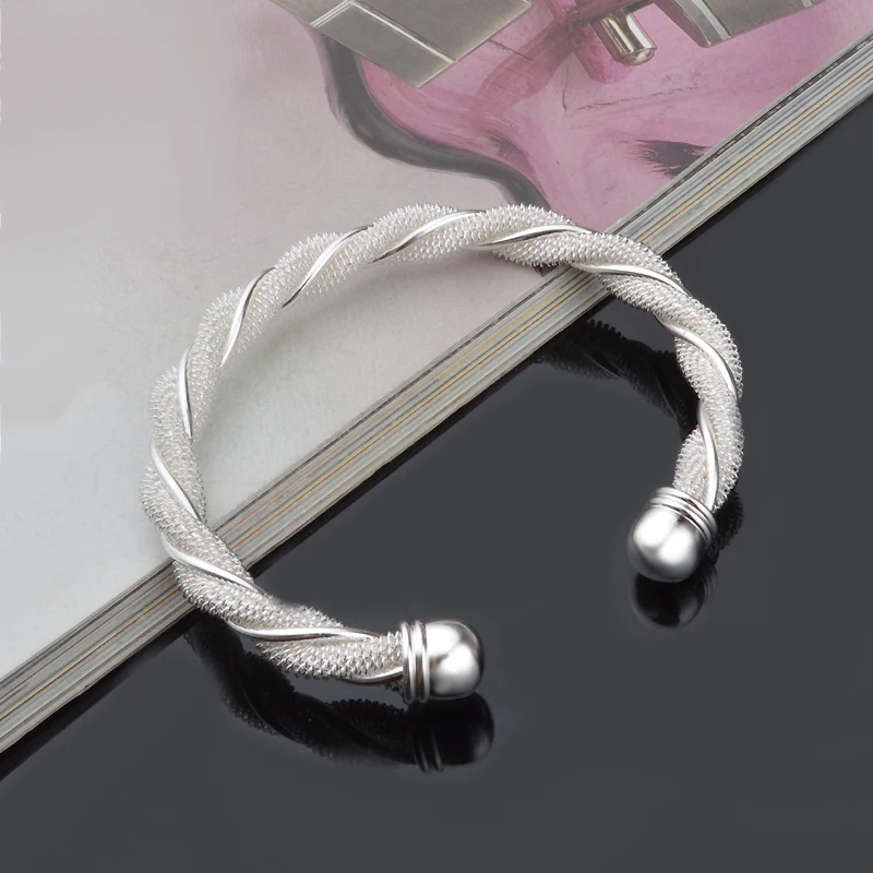 

Silver Wire Mesh Bangles For Women Jewelry Open Cuff Bangle Bracelet pulceras y brazaletes mujer For Women Men Christmas Gift