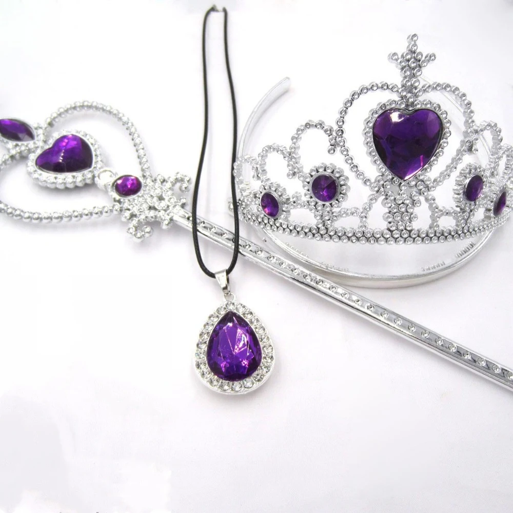 B5CD Purple Fancy Dress Party Supplies Princess Kids Crown Performance 