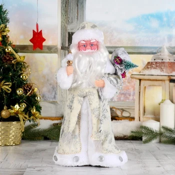 

Santa Claus "In a white fur coat with gifts", 38 cm, moving, illuminated