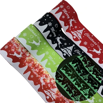 

BOCA New Arrival 3 Inch Christmas Glowing Ink Printed Grosgrain 100 Yards DIY Handmade Hair Accessories