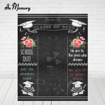 

InMemory 5x7ft Graduation Party Photography Backgrounds Blackboard Cap Flowers Book Diploma Backdrop Decoration Photocall