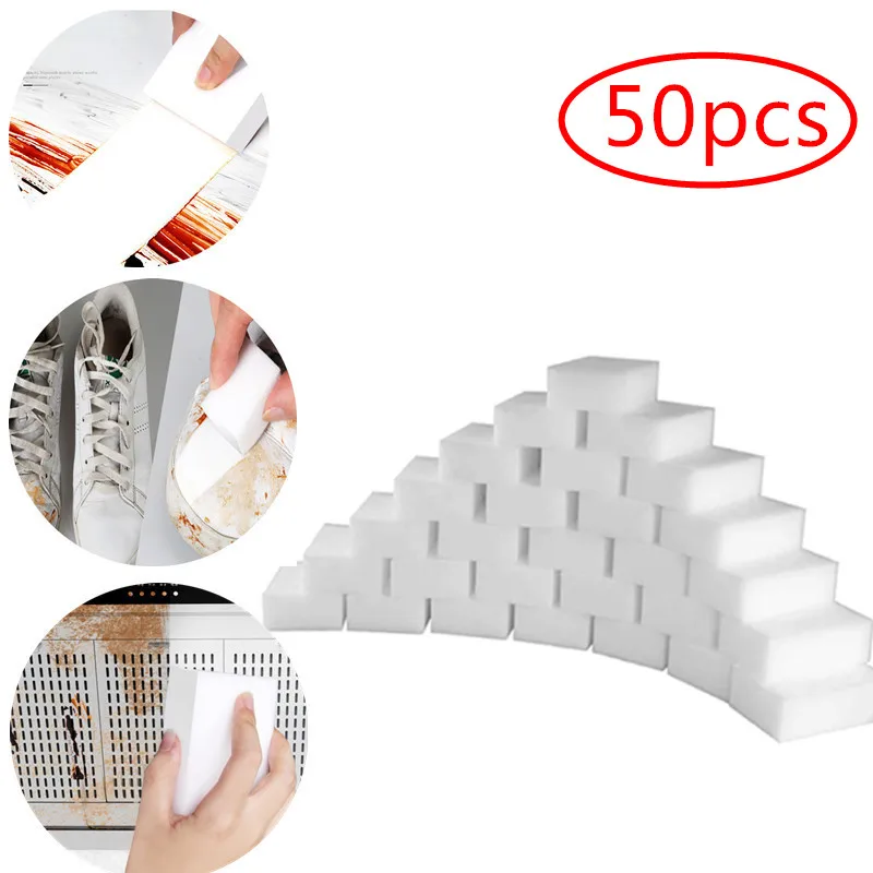 Melamina blanca de borrador de esponja mágico Nano esponja de limpieza para oficina de cocina Ventana de baño 10*6*2cm 50 Uds