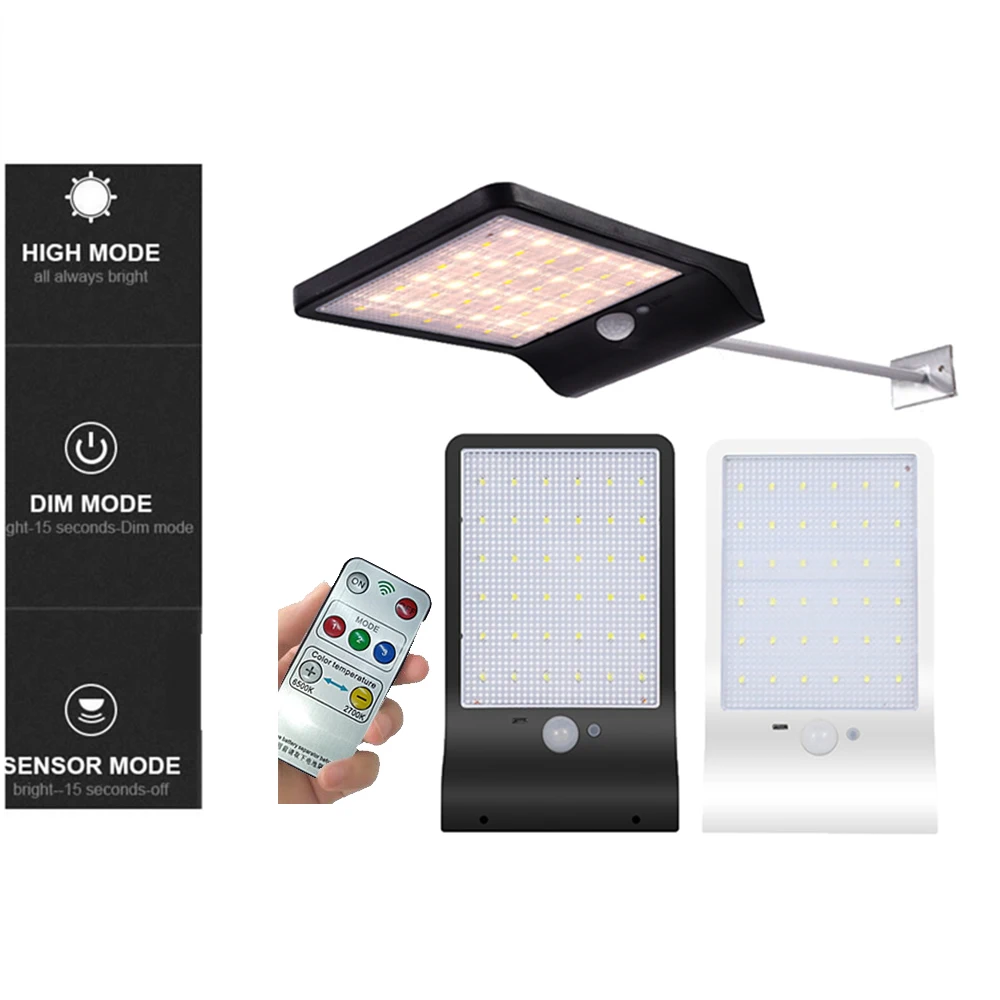 

48/36 LED Solar Street Garden Security light Solar Motion Sensor Energy Saving Waterproof Outdoor 3 working mode w metal pole