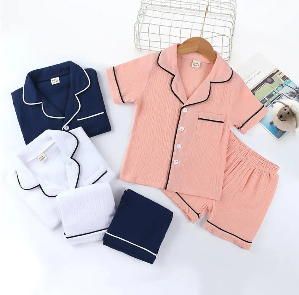 Children's Pajamas Set Baby Boys Girls Summer Sleepwear Kids Casual Cotton linen Home Pyjamas Suits Underwear Clothing Shorts best nightgowns