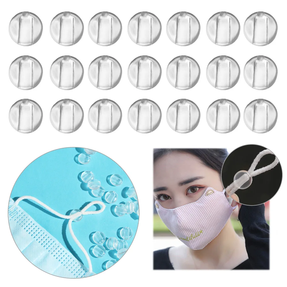 

100pcs/bag Transparent Adjustable Beads Flat Spiral Buckle Drawstring Button Anti-slip Mask Buckles Cap Accessories